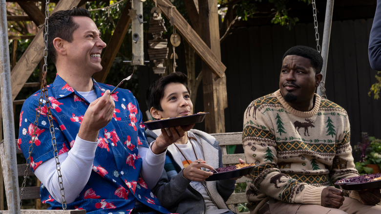 Harold, Mel, and Moose eating pie