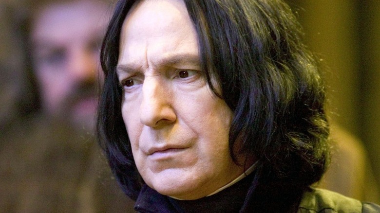 Professor Snape looks concerned in close-up