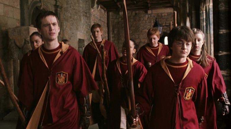 Gryfindor Quidditch team marching