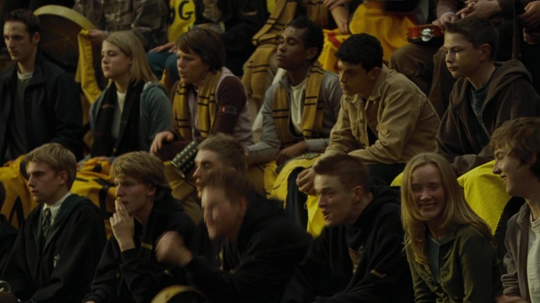 Hufflepuff students wearing gold colors