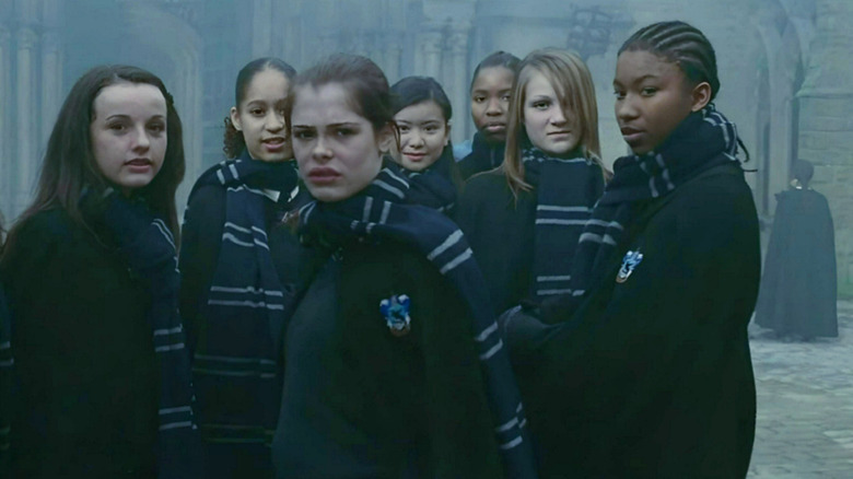 Ravenclaw students wearing scarves