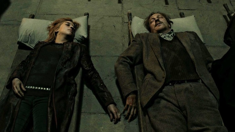 Tonks and Lupin lying dead in the Great Hall