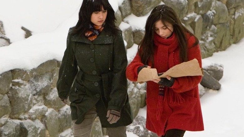 Katie with her friend, walking