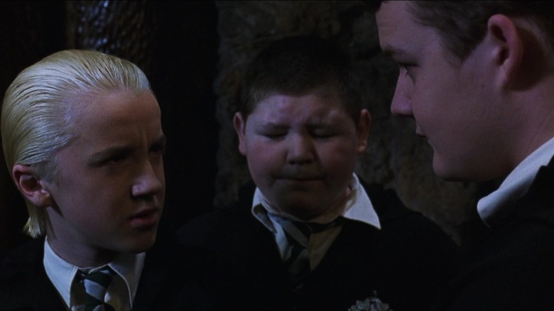 Draco Malfoy frowning at Goyle