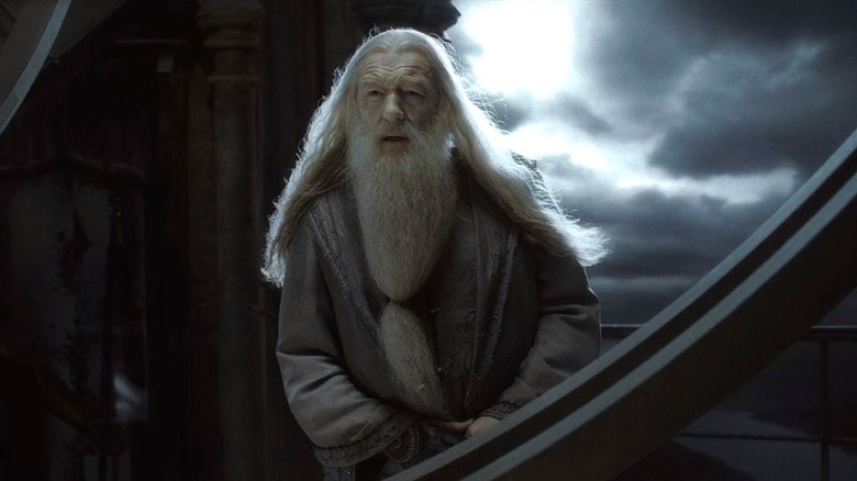 Dumbledore standing in Astronomy Tower