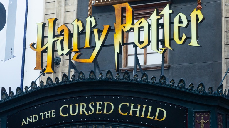 A stage marquee display for Harry Potter and the Cursed Child 