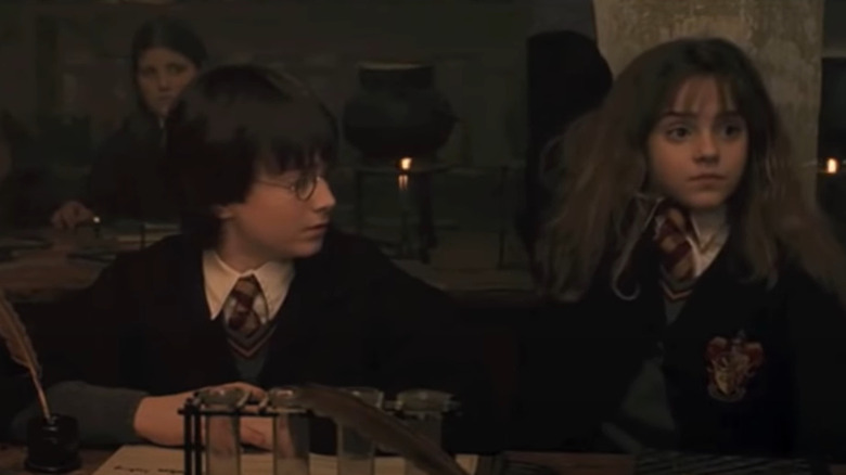 Harry Potter and Hermione in class