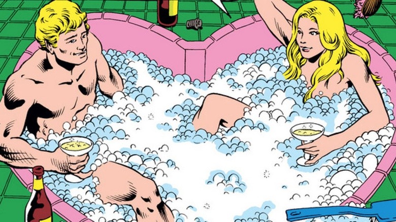 Hawkeye and Mockingbird drinking bubbly