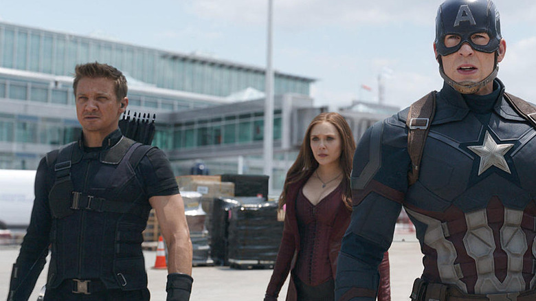 Clint with Captain America and Wanda