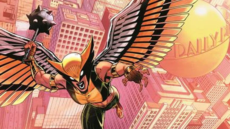 Hawkgirl wielding her mace