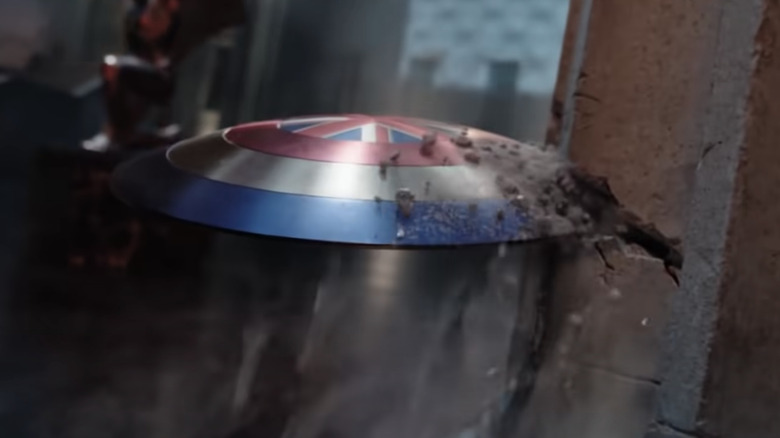 Captain Carter's shield crashing into a wall in Doctor Strange