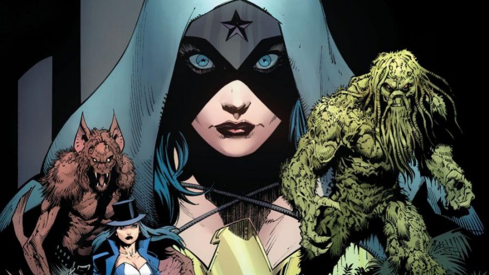 Man-Bat, Zatanna, Raven, and Swamp Thing