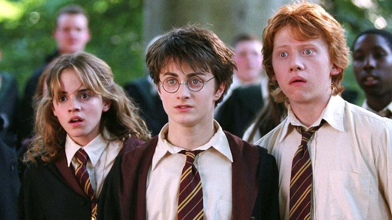 Hermione Harry and Ron scared