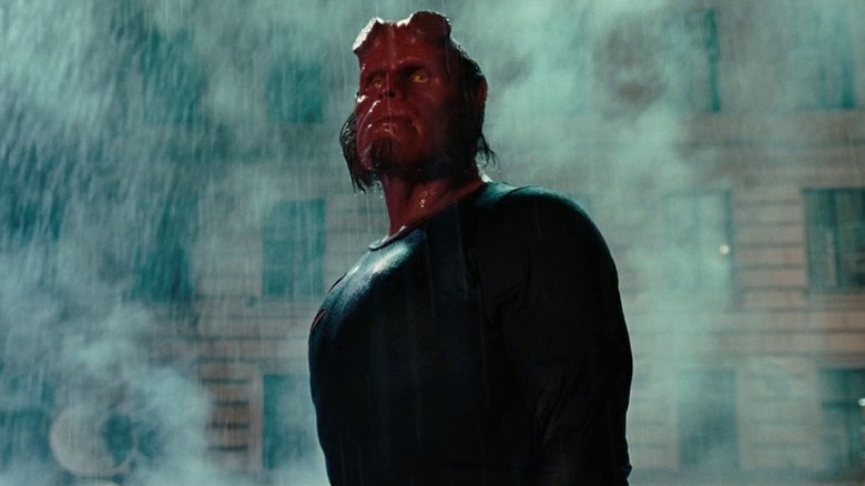 Hellboy in rain