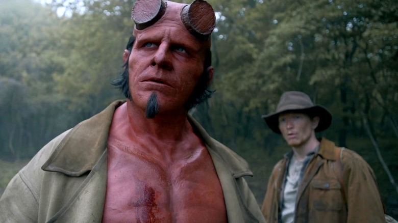 Hellboy looking over shoulder