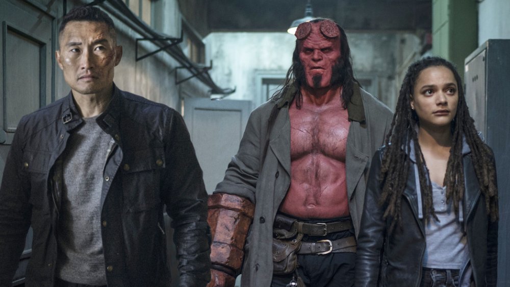 Daniel Dae Kim, David Harbour and Alice Monaghan in Hellboy (2019)