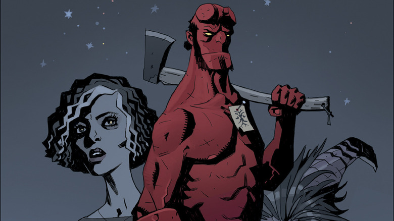 Hellboy holding an axe