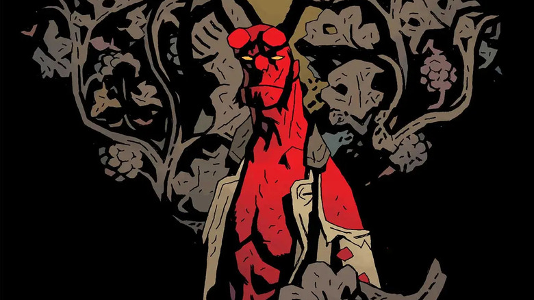 Hellboy with flowers and bones