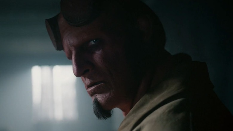 Hellboy looking serious