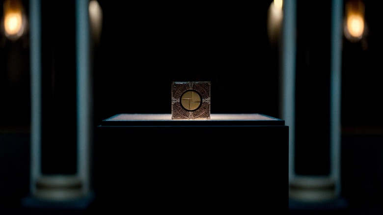 Puzzle box on pedestal 