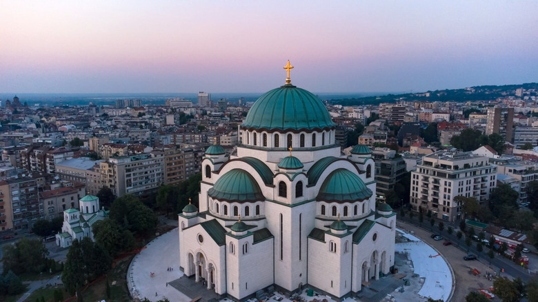 Drone view of Saint Sava temple