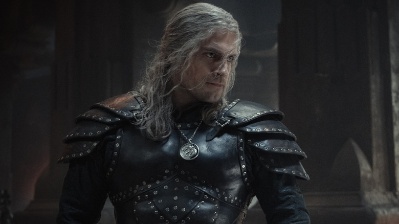 Geralt wearing black armor