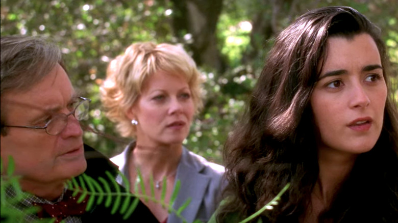 Ziva David, Ducky, and Dr. Burns in woods