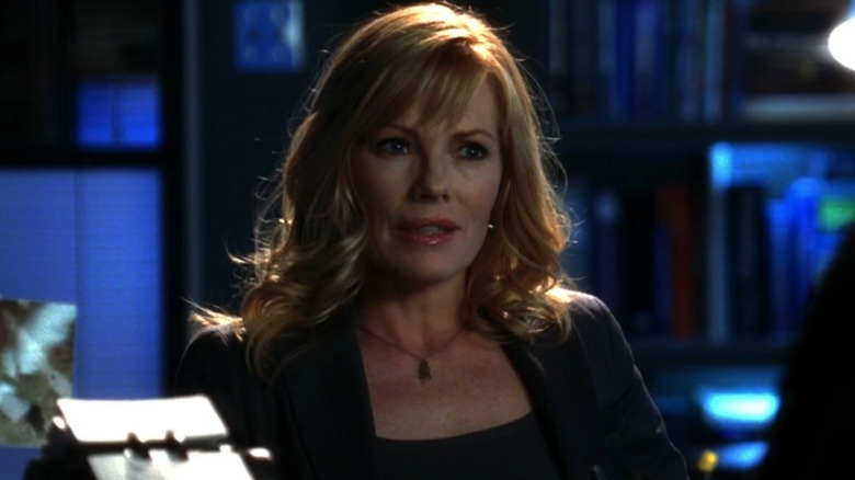 Catherine Willows looking concerned