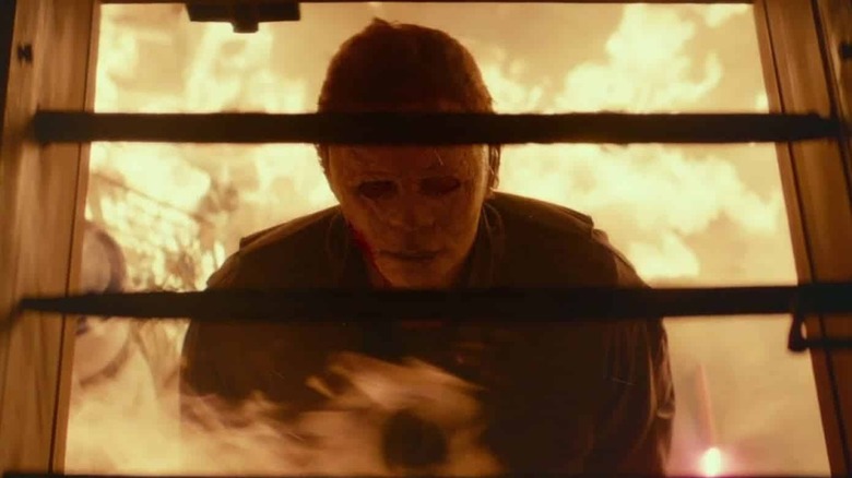 Michael Myers surrounded by fire