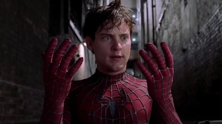 Spider-Man looking at hands