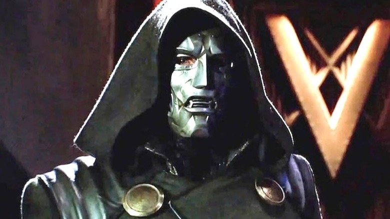 Doctor Doom wearing his mask and hooded jacket