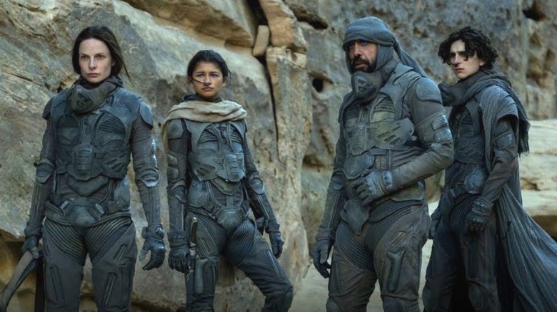 Dune characters in gray costumes