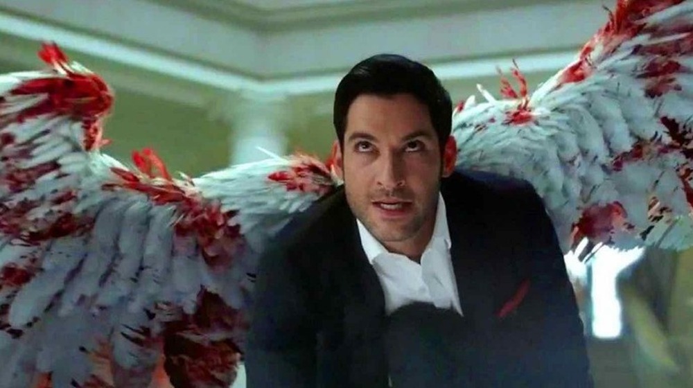 Lucifer (Tom Ellis) with bloody wings