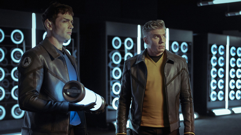 Pike, Spock wear leather jackets