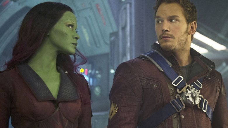 Zoe Saldana and Chris Pratt in Guardians of the Galaxy Vol. 2