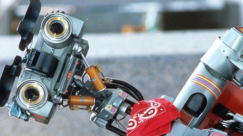 Johnny 5 wearing red bandana