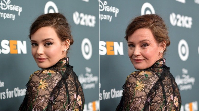 Split image of young and old Katherine Langford