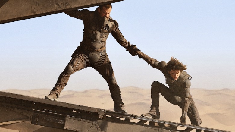 Josh Brolin and Timothée Chalamet in a scene from "Dune"