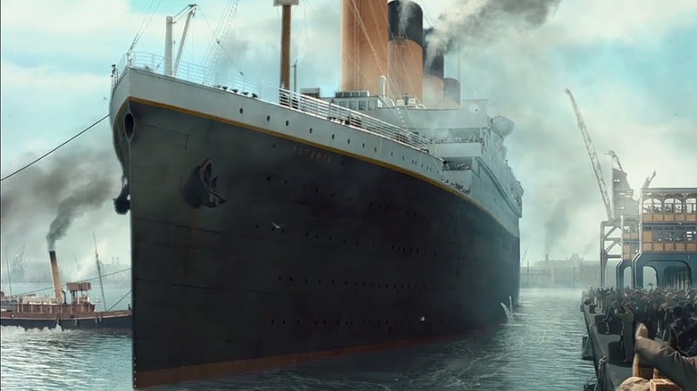 The Titanic leaving the port