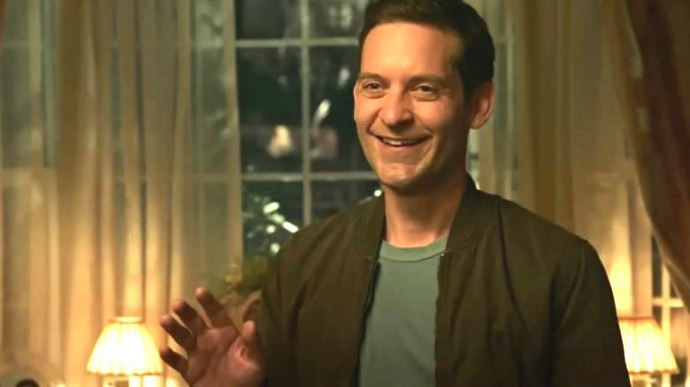 Tobey Maguire as Peter Parker smiling 