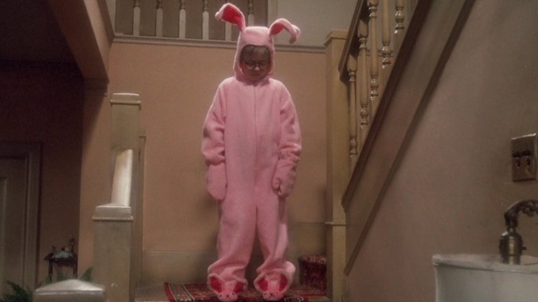 Ralphie wearing pink bunny onesie