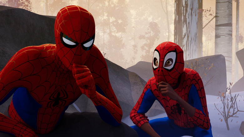 Peter Parker and Miles Morales crouching