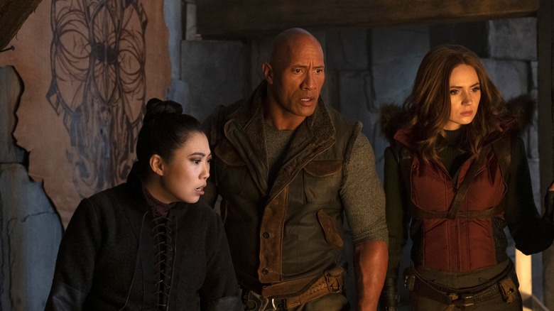 Awkafina, Dwayne Johnson, and Karen Gillian in Jumanji: The Next Level