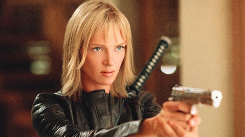 Uma Thurman holding gun in Kill Bill Vol. 2