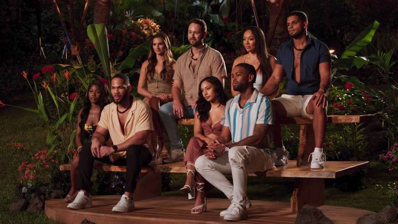 Temptation Island season 5 contestants sitting outside