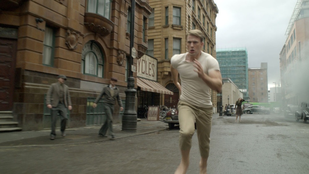 Steve Rogers running while barefoot