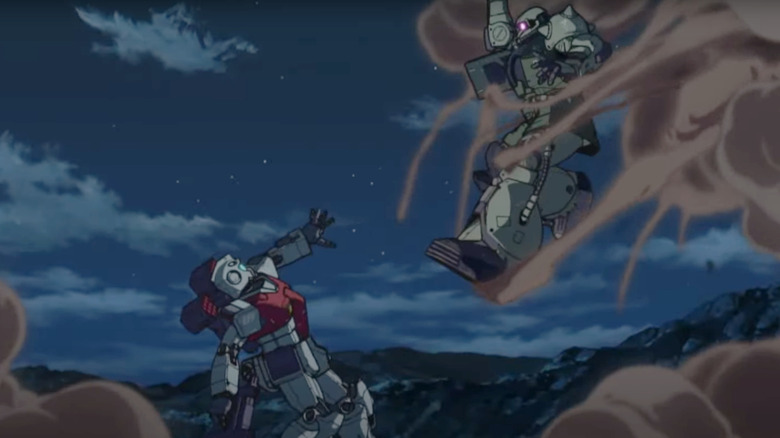 A Gundam is attacked in Mobile Suit Gundam: Cucuruz Doan's Island