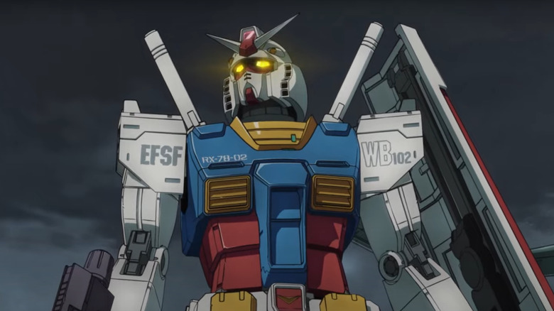 A Gundam prepares for battle in Mobile Suit Gundam: Cucuruz Doan's Island