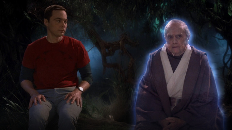 Sheldon talks with the Force Ghost of Professor Proton