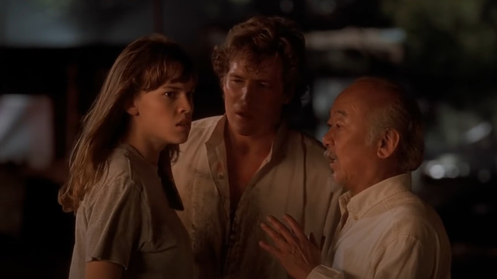 Pat Morita and Hilary Swank in The Next Karate Kid